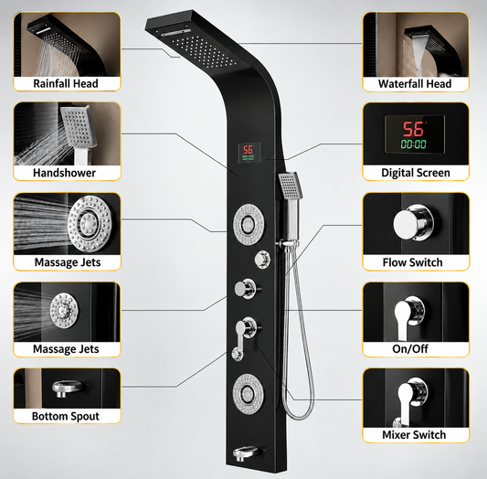 Luxury Shower Panel – Black